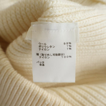 Louis Vuitton Leather Logo Patch Turtleneck Long Sleeve Pullover Sweater Ivory — view 7