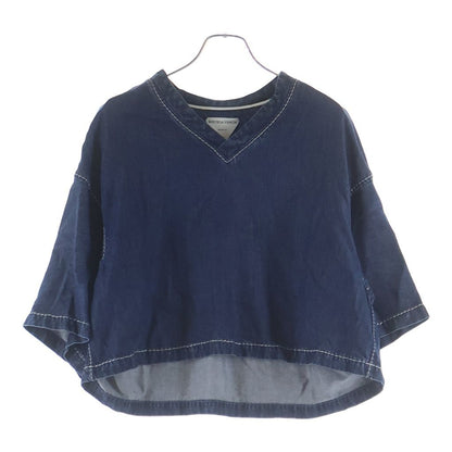 Bottega Veneta Cropped Denim Shirt Short Sleeve Indigo