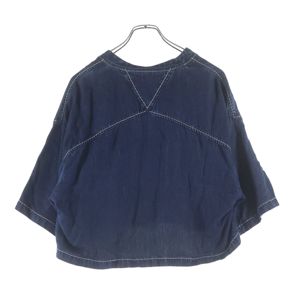Bottega Veneta Cropped Denim Shirt Short Sleeve Indigo — view 2