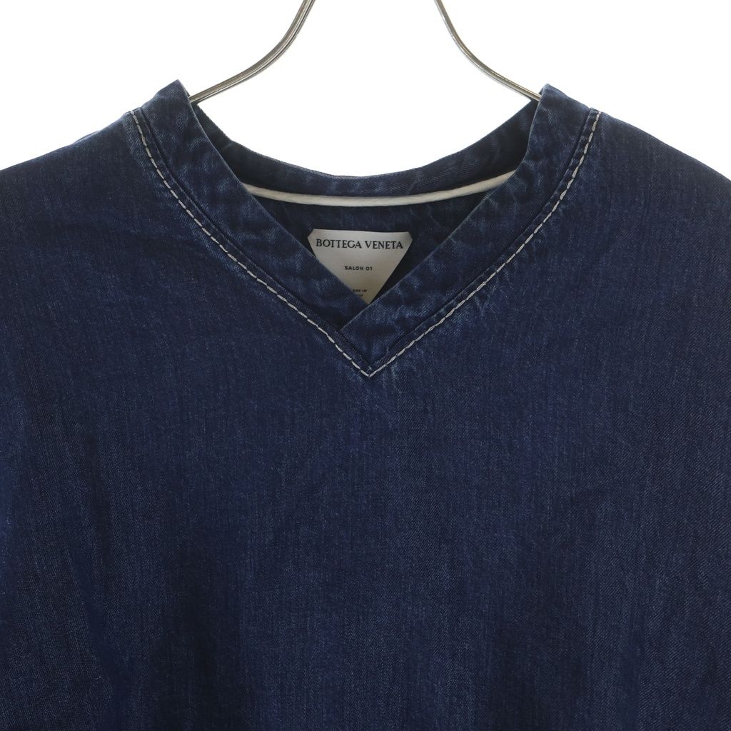 Bottega Veneta Cropped Denim Shirt Short Sleeve Indigo — view 3
