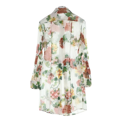 Dolce & Gabbana Floral Long Sleeve Sheer Shirt Flower Print White 38 — view 2