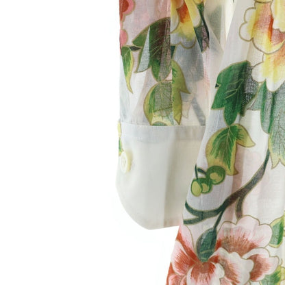 Dolce & Gabbana Floral Long Sleeve Sheer Shirt Flower Print White 38 — view 5