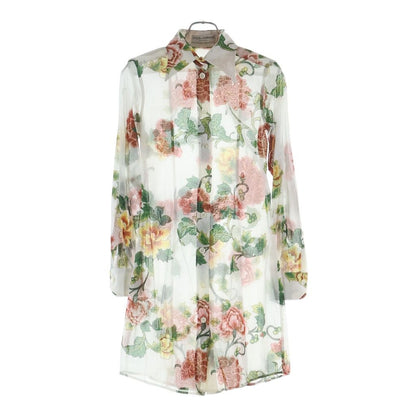 Dolce & Gabbana Floral Long Sleeve Sheer Shirt Flower Print White 38