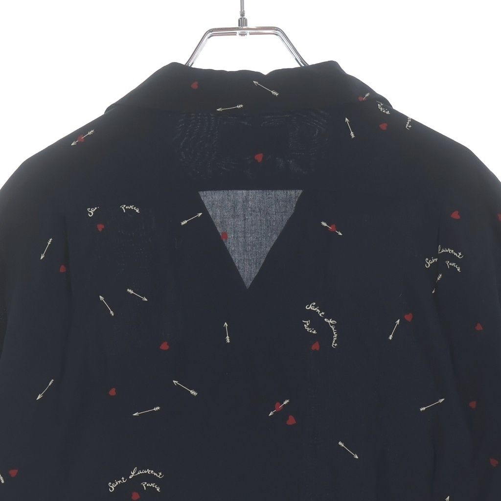 Saint Laurent Paris Cupid Print Short Sleeve Shirt Black — view 4