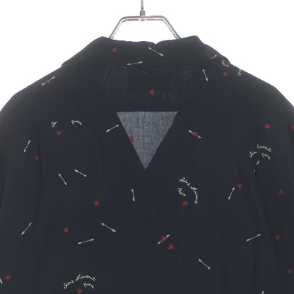 Saint Laurent Paris Cupid Print Short Sleeve Shirt Black — view 4