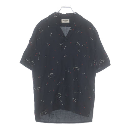Saint Laurent Paris Cupid Print Short Sleeve Shirt Black
