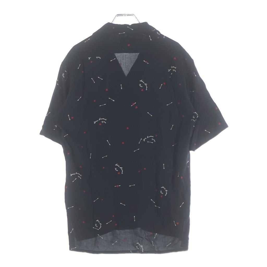 Saint Laurent Paris Cupid Print Short Sleeve Shirt Black — view 2
