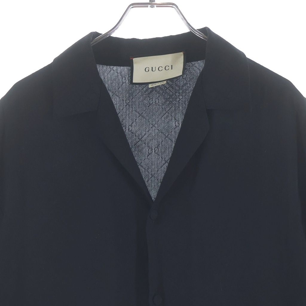 Gucci GG Printed Silk Shirt Zadwp Short Sleeve Black — view 3