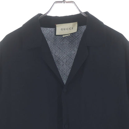Gucci GG Printed Silk Shirt Zadwp Short Sleeve Black — view 3
