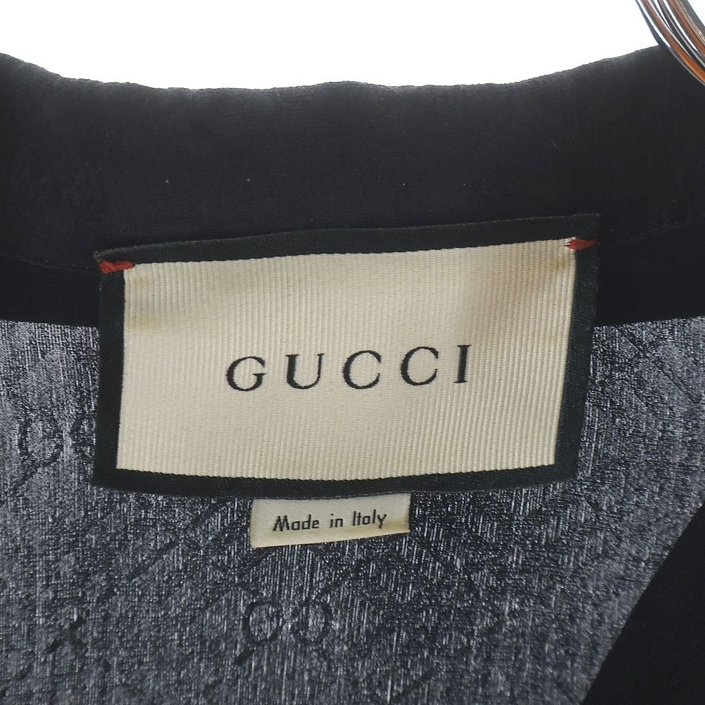 Gucci GG Printed Silk Shirt Zadwp Short Sleeve Black — view 6