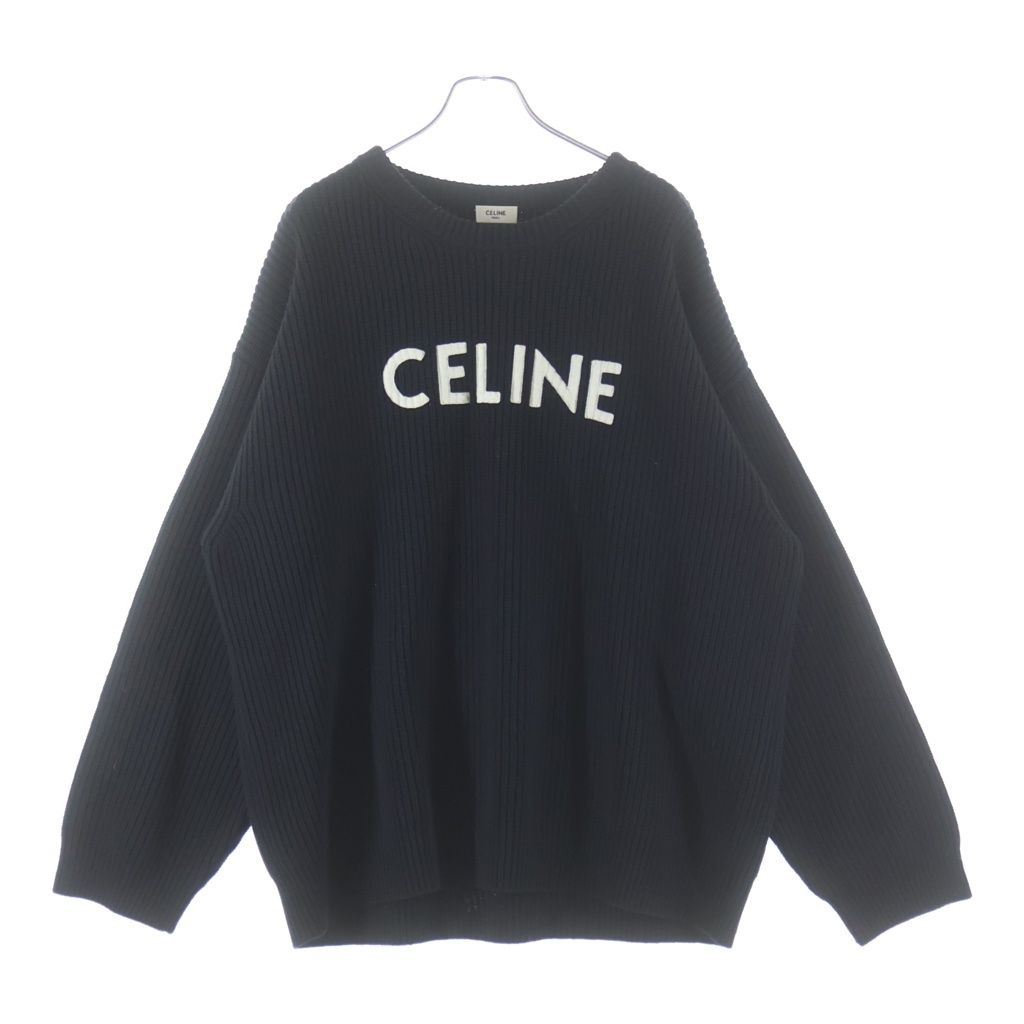 Celine Embroidery Over Sweater Logo Knit Black