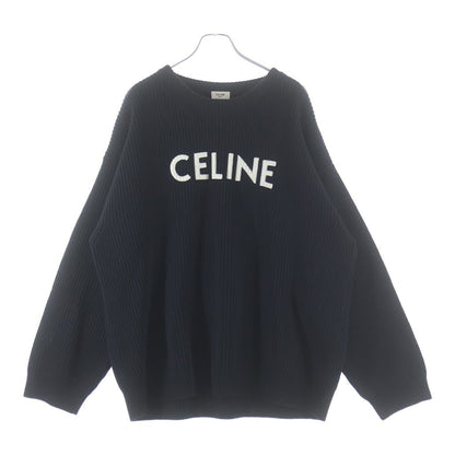 Celine Embroidery Over Sweater Logo Knit Black