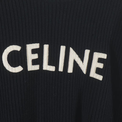 Celine Embroidery Over Sweater Logo Knit Black — view 6