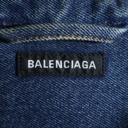 Balenciaga Vintage Wash Oversize Long Sleeve Denim Shirt Indigo — view 6