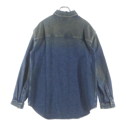 Balenciaga Vintage Wash Oversize Long Sleeve Denim Shirt Indigo — view 2