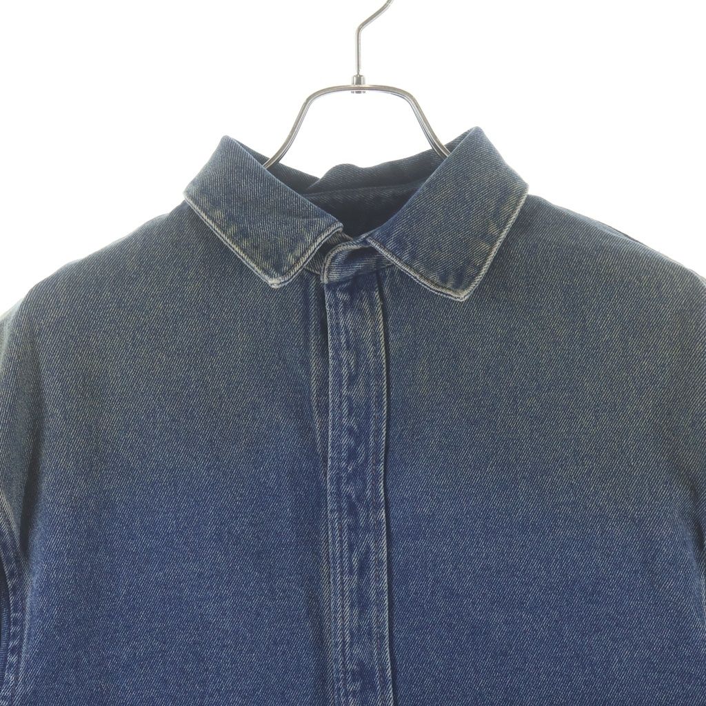 Balenciaga Vintage Wash Oversize Long Sleeve Denim Shirt Indigo — view 3