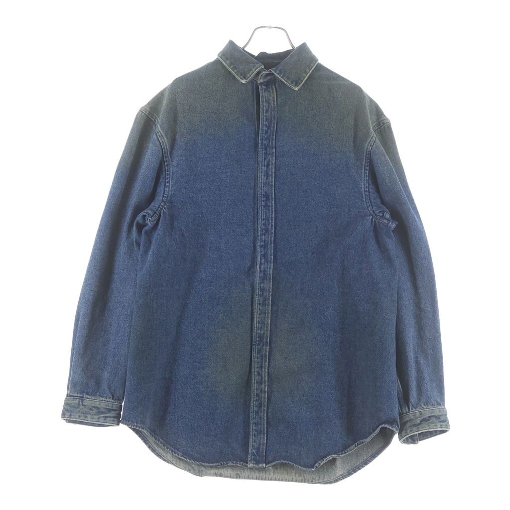 Balenciaga Vintage Wash Oversize Long Sleeve Denim Shirt Indigo