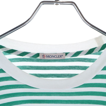 Moncler Maglia T-Shirt Metallic Logo Print Border Crew Neck Short Sleeve Green — view 6