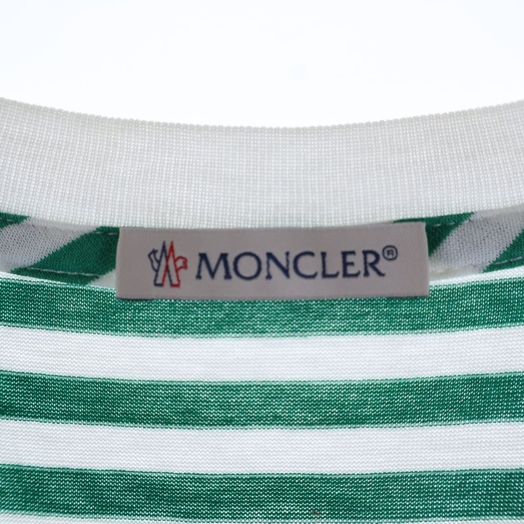 Moncler Maglia T-Shirt Metallic Logo Print Border Crew Neck Short Sleeve Green — view 7