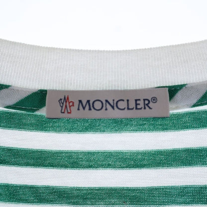 Moncler Maglia T-Shirt Metallic Logo Print Border Crew Neck Short Sleeve Green — view 7