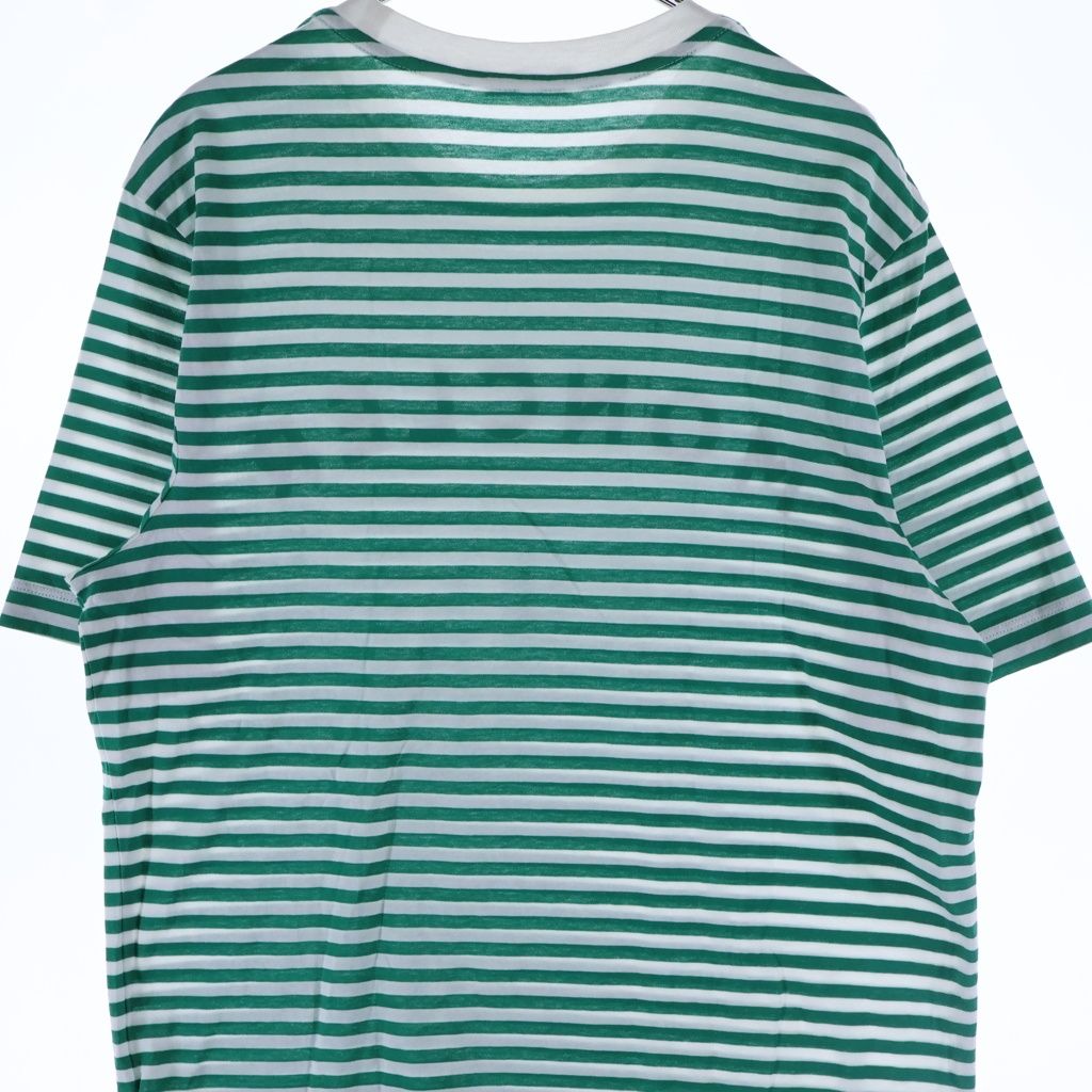 Moncler Maglia T-Shirt Metallic Logo Print Border Crew Neck Short Sleeve Green — view 4