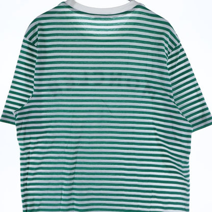 Moncler Maglia T-Shirt Metallic Logo Print Border Crew Neck Short Sleeve Green — view 4