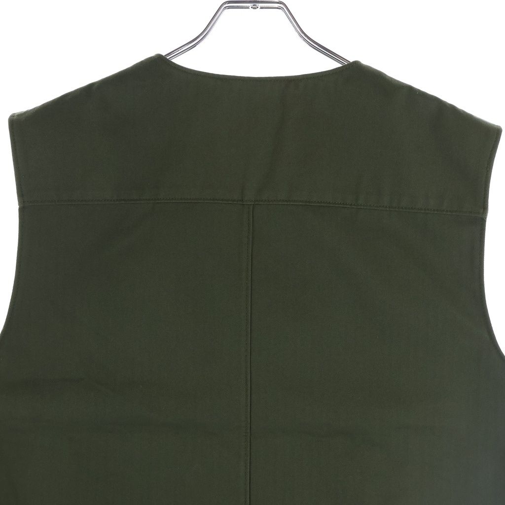 Prada Chest Triangle Logo Zip Up Cotton Vest Khaki — view 4