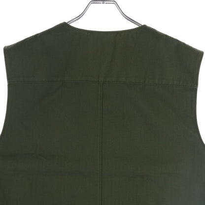 Prada Chest Triangle Logo Zip Up Cotton Vest Khaki — view 4