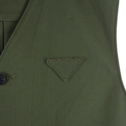 Prada Chest Triangle Logo Zip Up Cotton Vest Khaki — view 5
