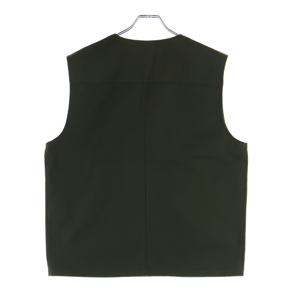 Prada Chest Triangle Logo Zip Up Cotton Vest Khaki — view 2
