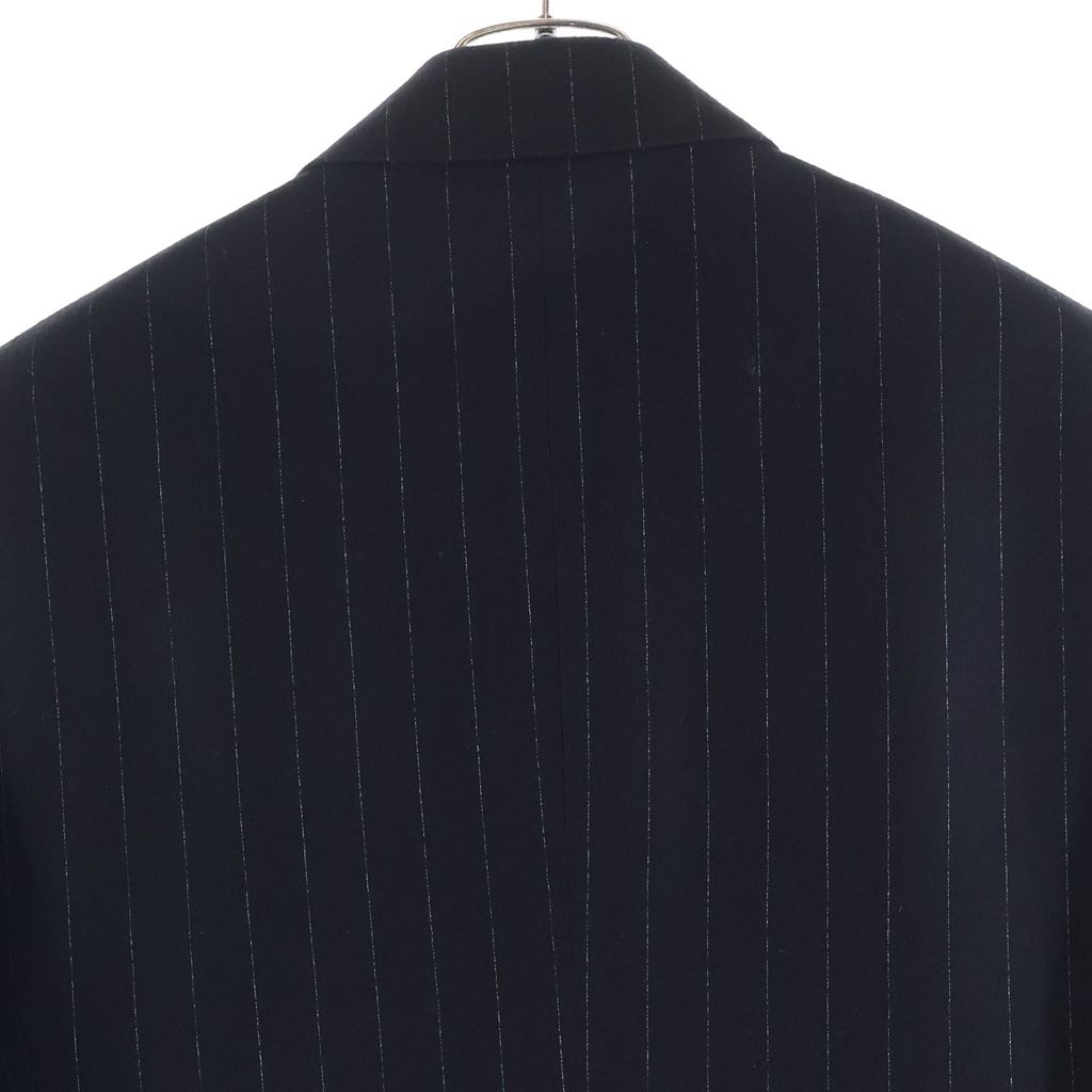 Saint Laurent Paris Striped Pattern Double Breasted Wool Tailored Jacket Black — view 4