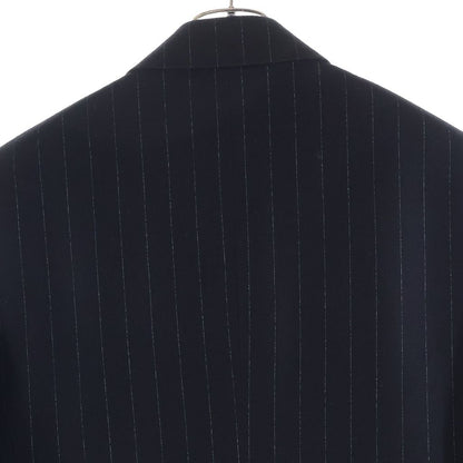 Saint Laurent Paris Striped Pattern Double Breasted Wool Tailored Jacket Black — view 4