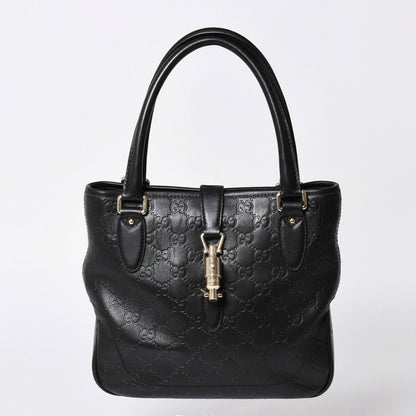 Gucci Guccissima Handbag New Jackie Leather Black Gold