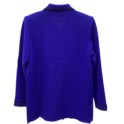 Saint Laurent Yves Long Sleeve Polo Shirt M Blue — view 2