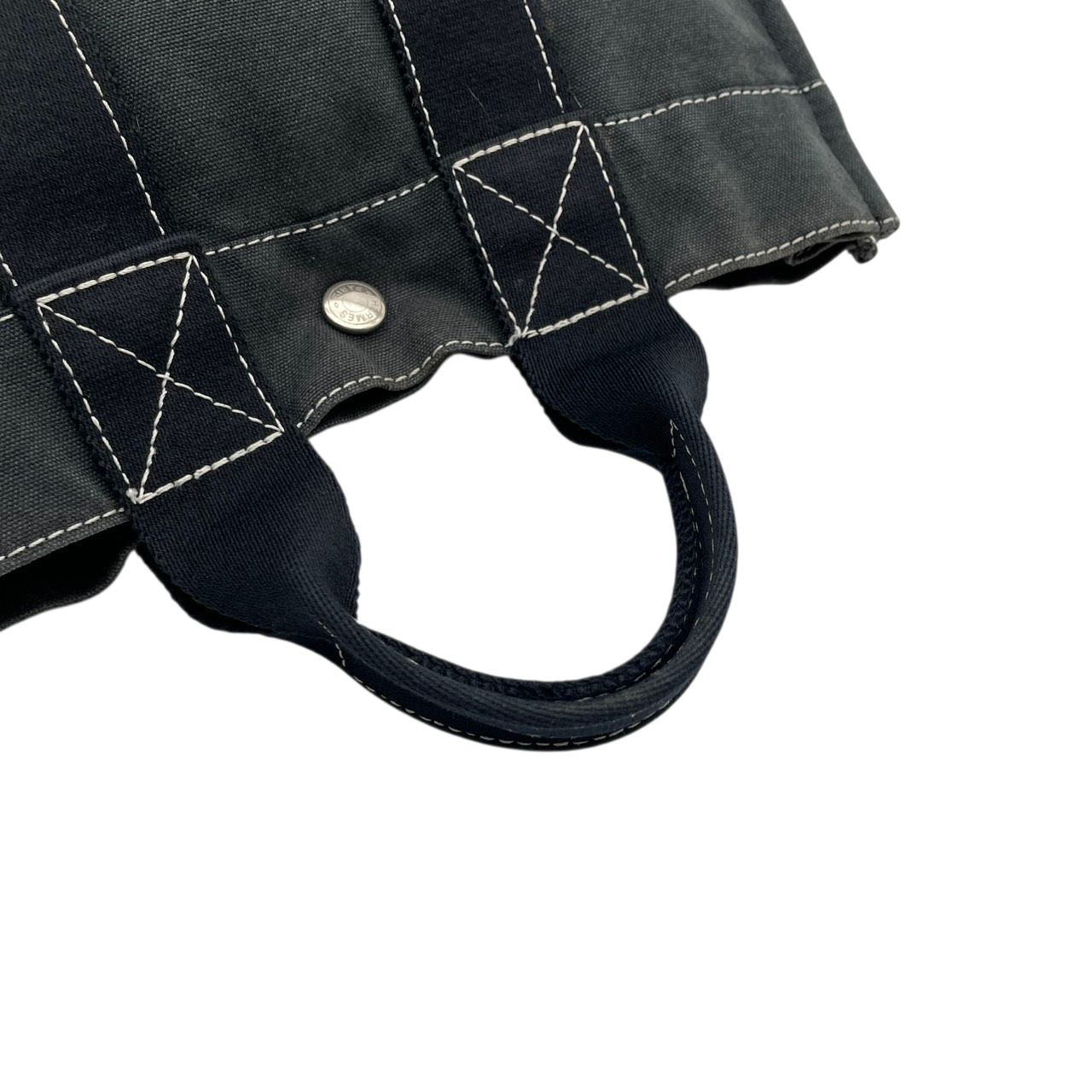 Hermes Tote Fourre Tout PM Canvas Navy Black Silver Mini Bag Vintage Classic — view 5