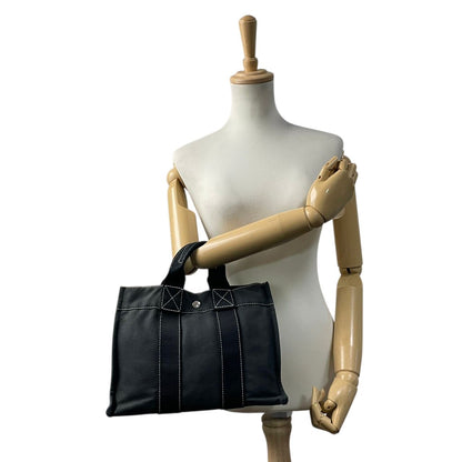 Hermes Tote Fourre Tout PM Canvas Navy Black Silver Mini Bag Vintage Classic — view 4