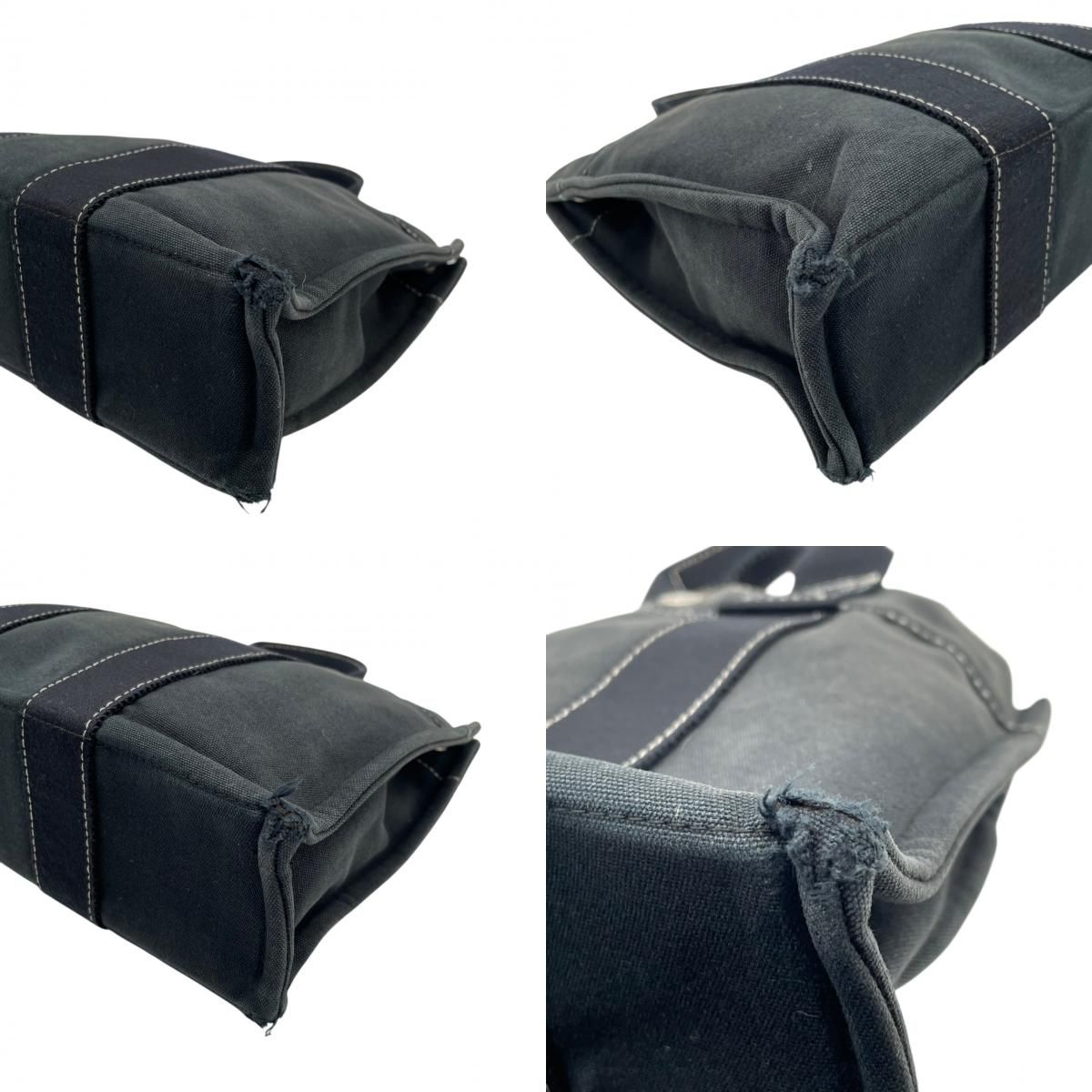 Hermes Tote Fourre Tout PM Canvas Navy Black Silver Mini Bag Vintage Classic — view 8