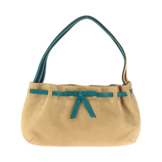 Miu Miu Beige Blue Silver Leather Handbag Pouch