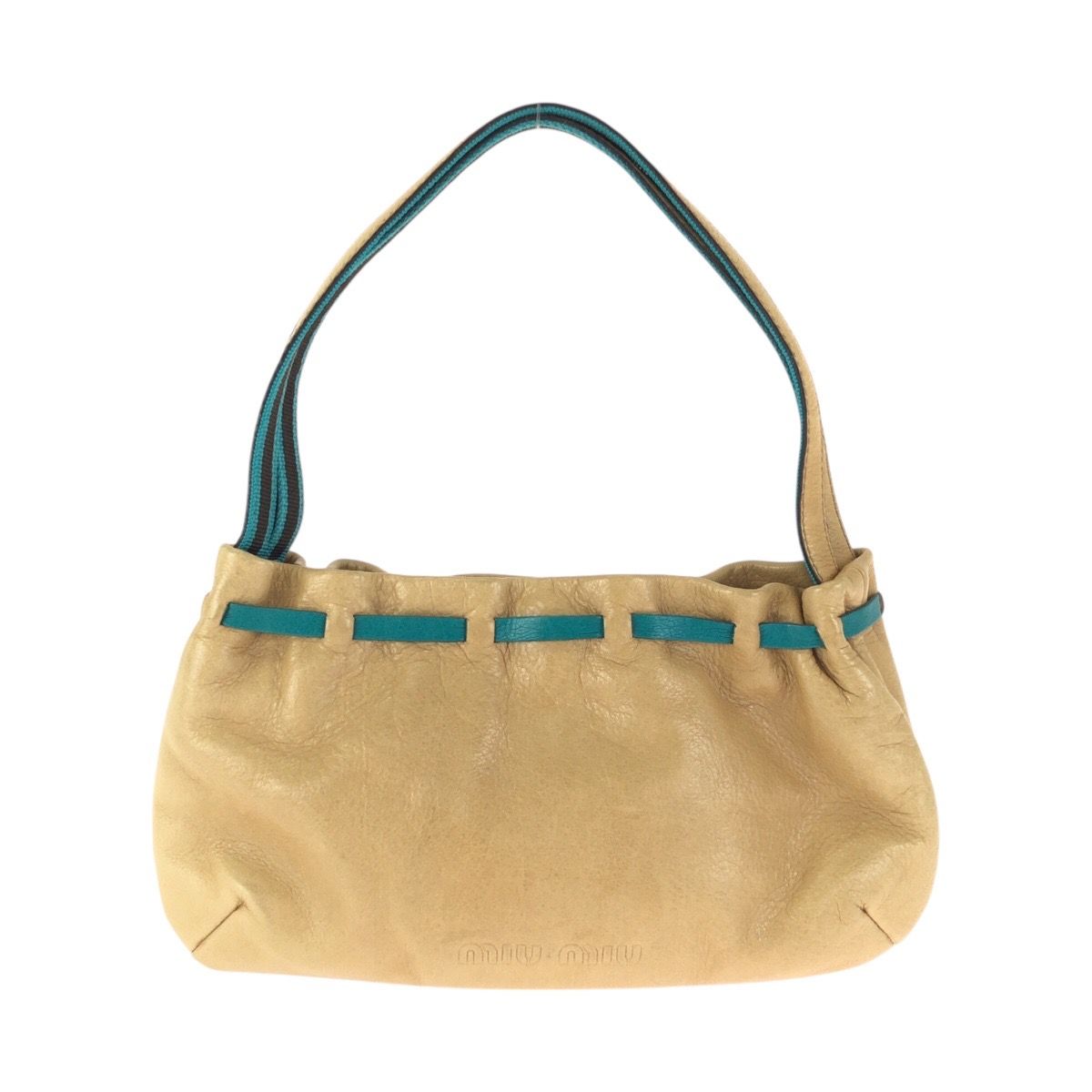 Miu Miu Beige Blue Silver Leather Handbag Pouch — view 2