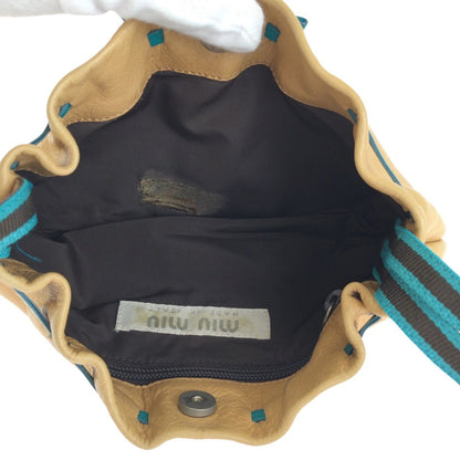 Miu Miu Beige Blue Silver Leather Handbag Pouch — view 8