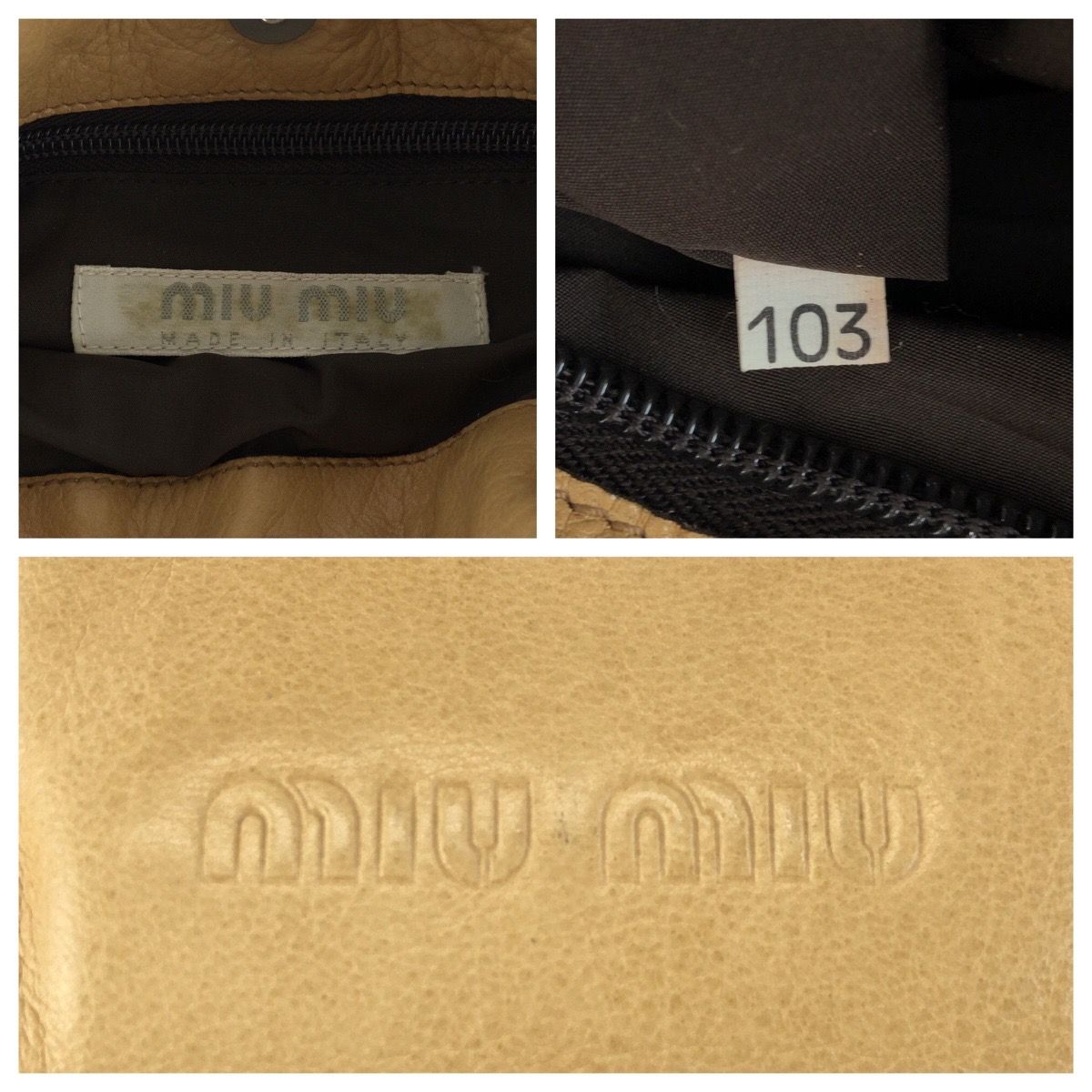 Miu Miu Beige Blue Silver Leather Handbag Pouch — view 4