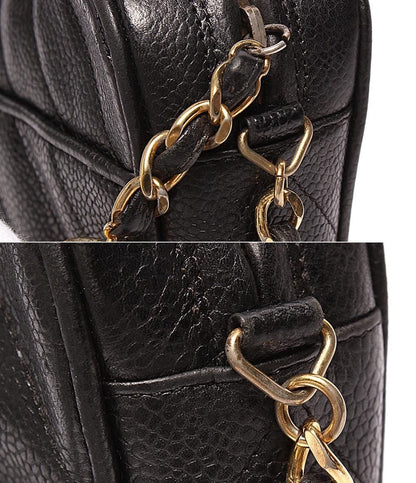 Chanel Chain Shoulder Bag CC Logo with Tassel Chez Blanc Stitching Gold Caviar — view 6