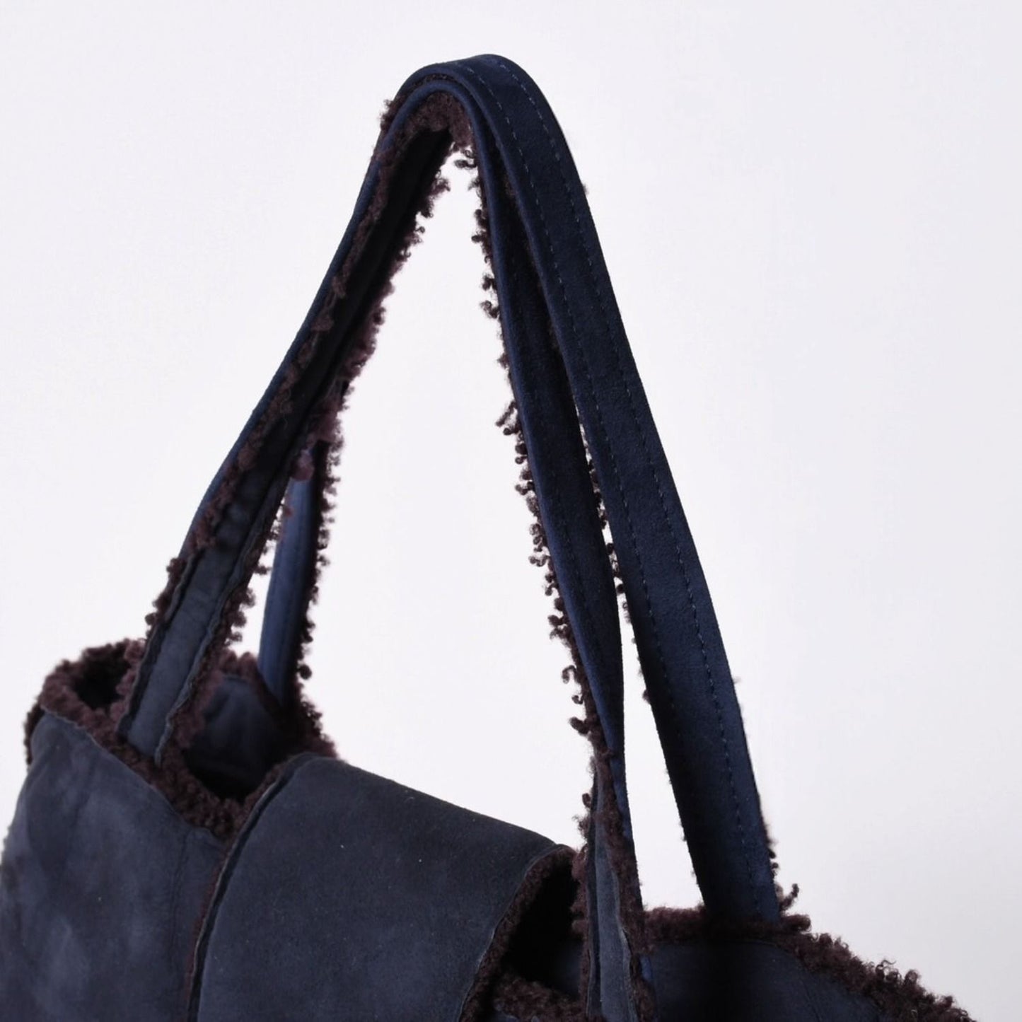 Chanel Shearling Bag CC Logo Nubuck Antique Gold — view 6