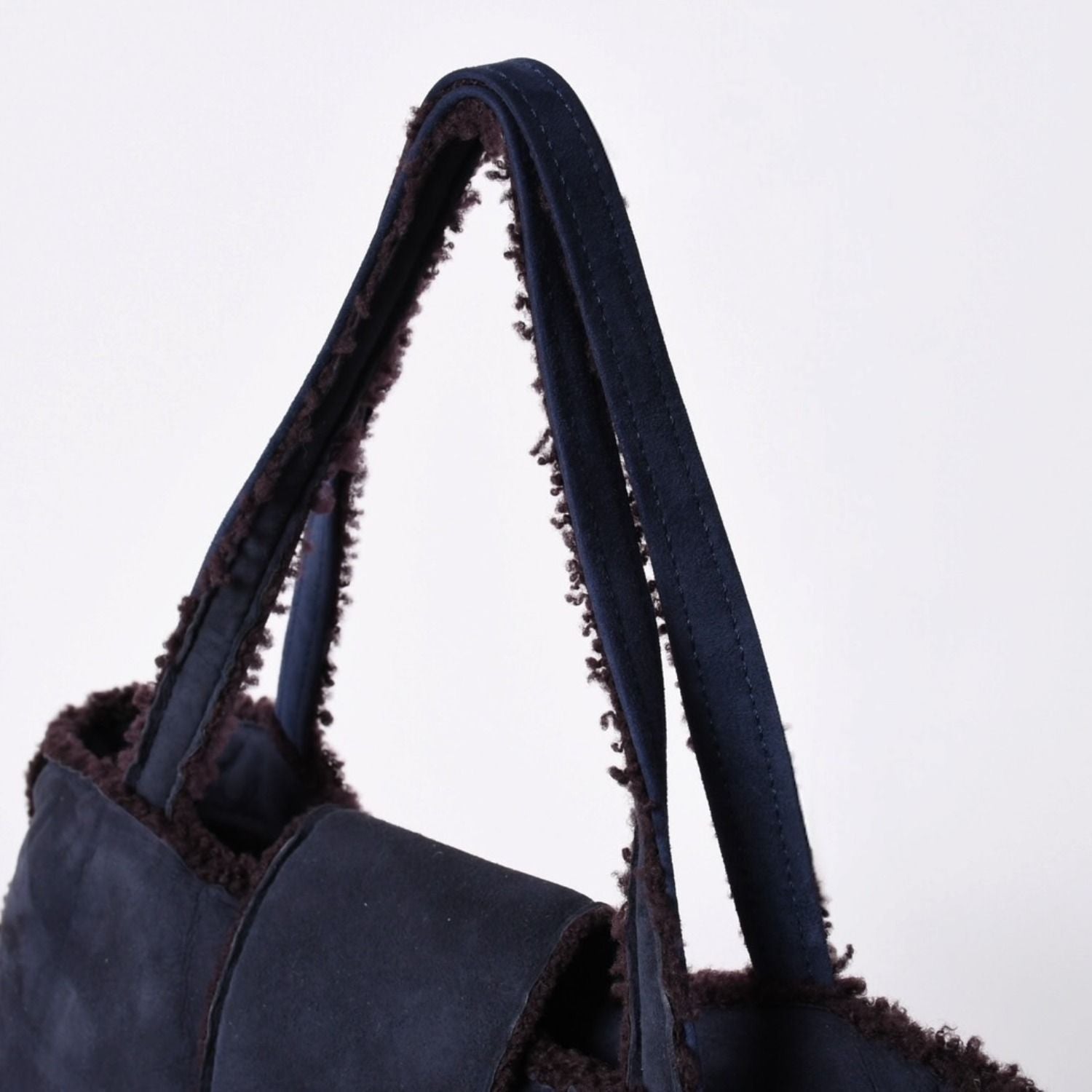 Chanel Shearling Bag CC Logo Nubuck Antique Gold — view 6