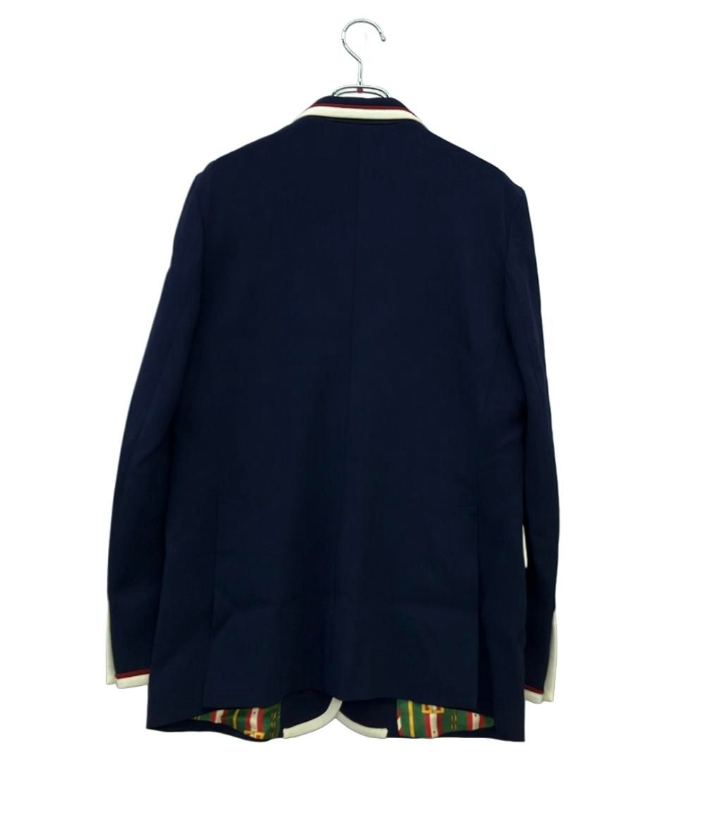 Gucci Tailored Jacket Stretch Viscose Navy Leather 46 — view 2