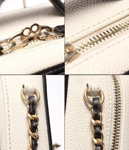 Chanel Chain Shoulder Bag Vanity Crossbody Gold Caviar Leather Quilted CC Logo — view 7