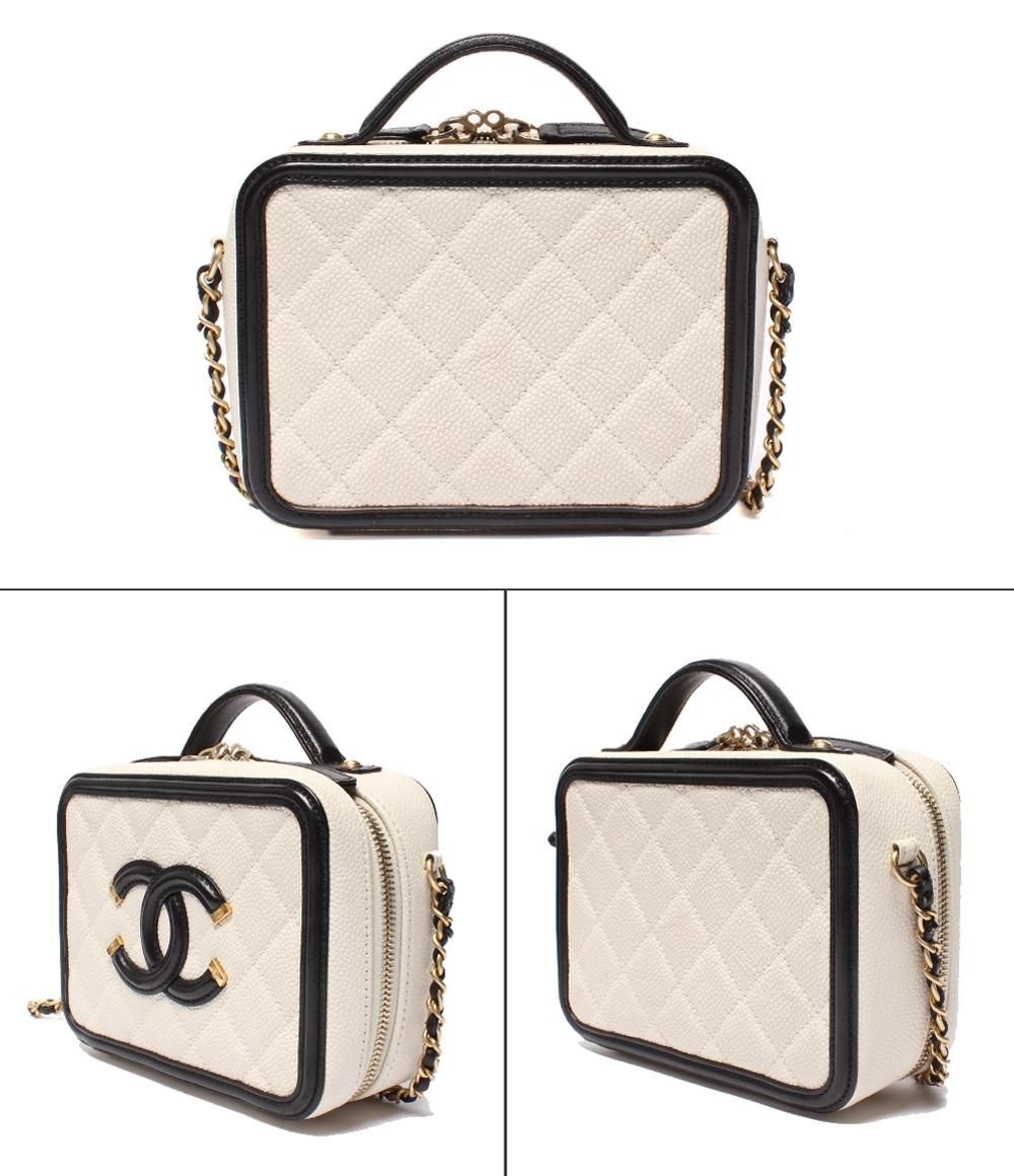 Chanel Chain Shoulder Bag Vanity Crossbody Gold Caviar Leather Quilted CC Logo — view 2