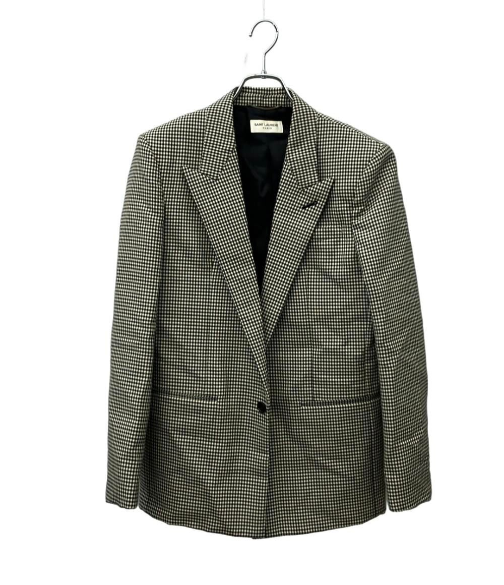 Saint Laurent Tailored Jacket Houndstooth Pattern 46