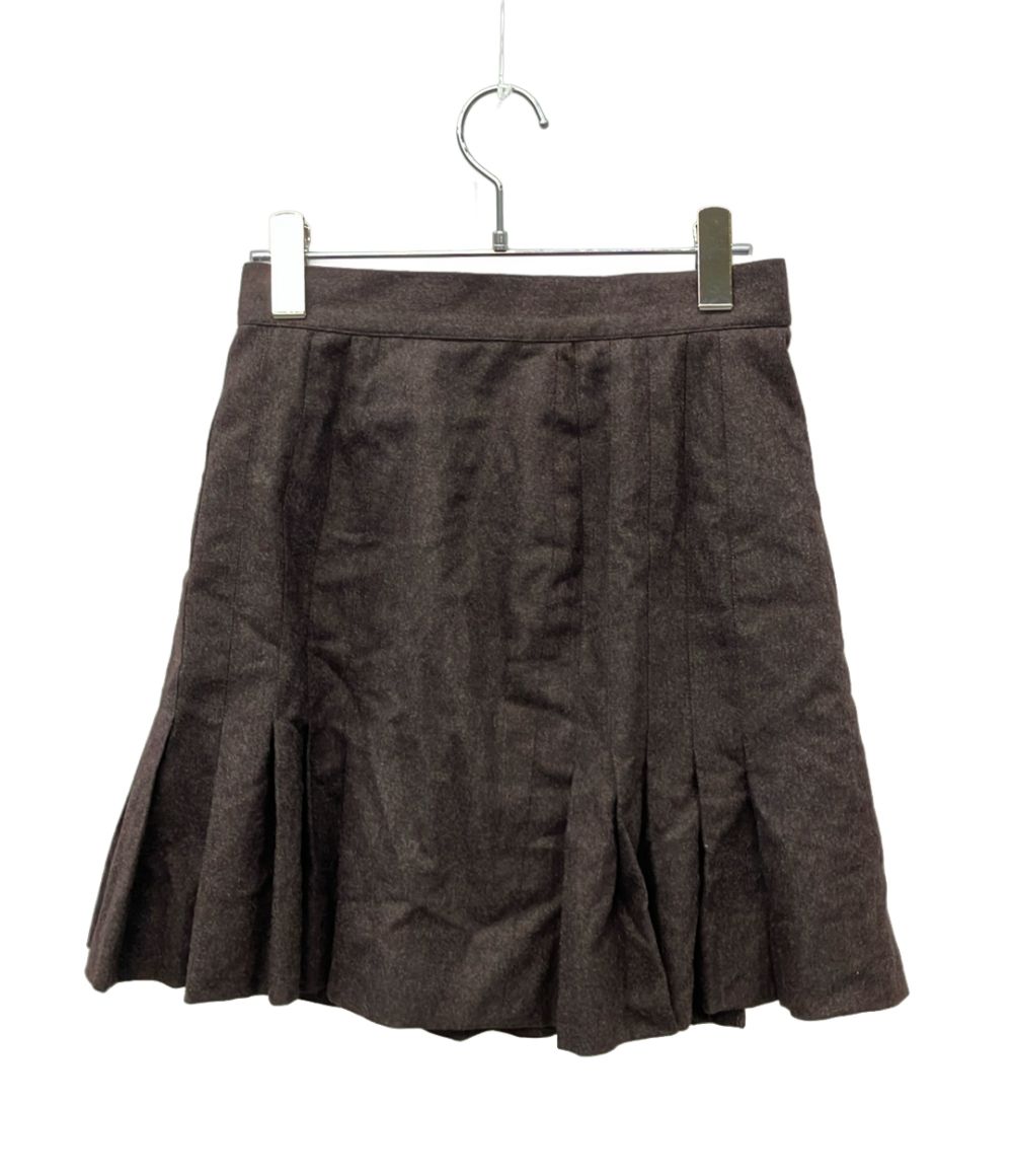 Chanel Mini Skirt CC Logo Buttoned Pleated Wool Silk 100% 40 — view 2