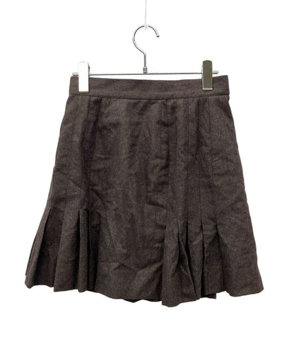 Chanel Mini Skirt CC Logo Buttoned Pleated Wool Silk 100% 40 — view 2